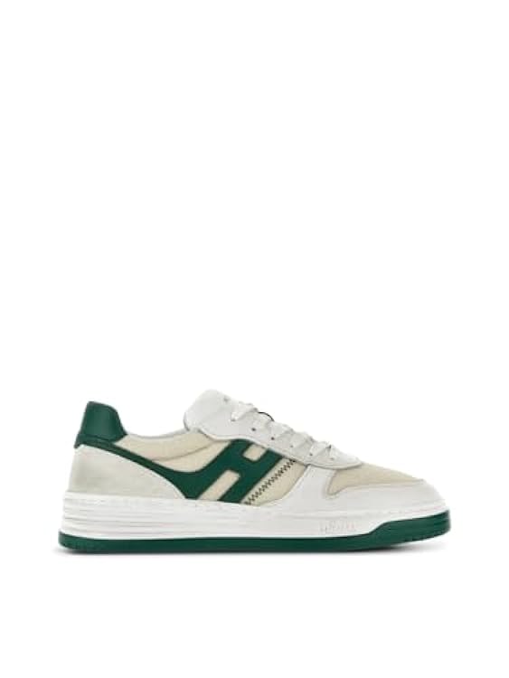 Hogan Sneakers Uomo H630 in Pelle Bianco e Verde HXM6300FG70T5N517O Bianco 990501219