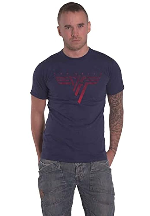 Van Halen Classic Red Logo Uomo T-Shirt Blu Navy Regula