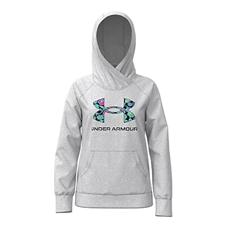 Under Armour Girls´ Rival Fleece Core Logo Hoodie , Steel Light Heather (035)/Retro Pink , Youth Large 761979761