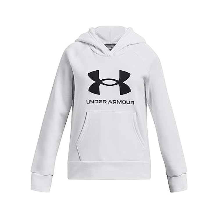Under Armour Girls´ Standard Rival Fleece Big Logo Hoodie, (100) White / / Black, Large 844563924