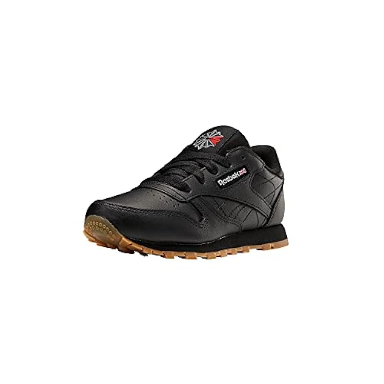 Reebok Boys´ Classic Leather Sneaker, Black/Gum, 3