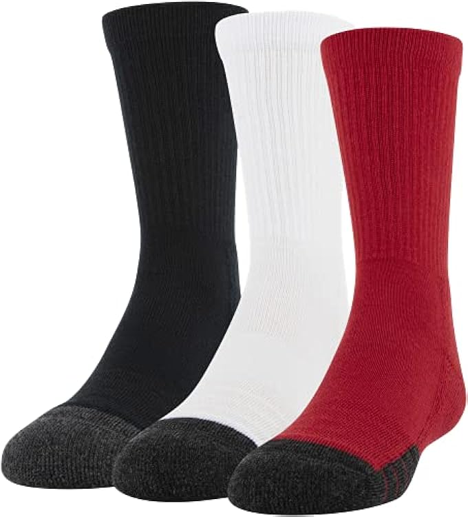 Under Armour Youth Performance Tech Crew Socks, 3-Pairs , Red Assorted , Small 523287858