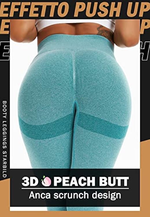 STARBILD Scrunch Butt Leggings da Donna, Push Up Pantaloni a Vita Alta Opaco Slim Fit 486164312