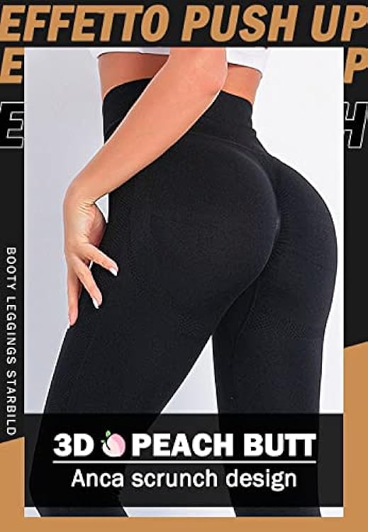 STARBILD Scrunch Butt Leggings da Donna, Push Up Pantaloni a Vita Alta Opaco Slim Fit 145961513