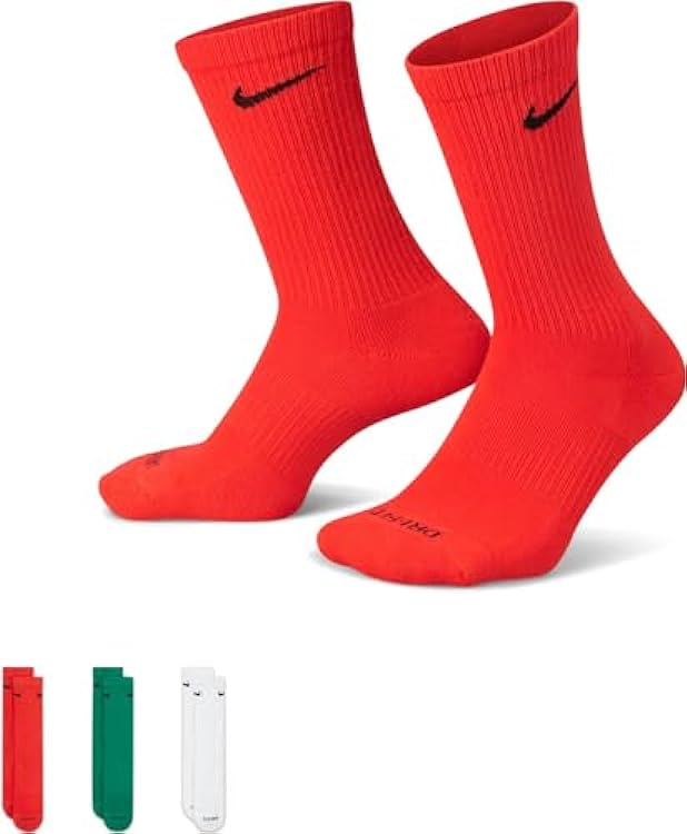 Nike CALZE SOCKS CALZA SPORT PALESTRA TRE COLORI TRICOLORE BIANCA VERDE ROSSA M MEDIUM SX6888-929 607125585