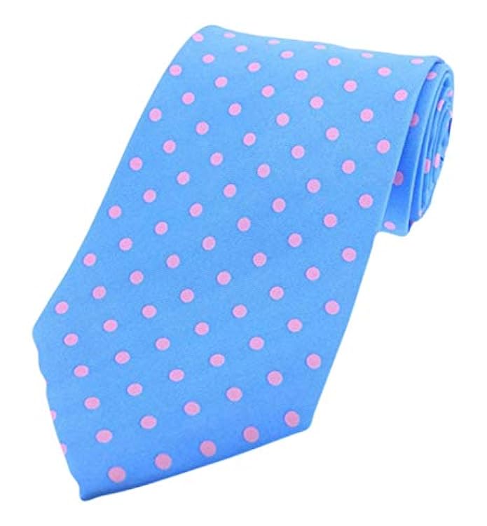 Blu / colore rosa a pois twill di seta Cravatte di Davi
