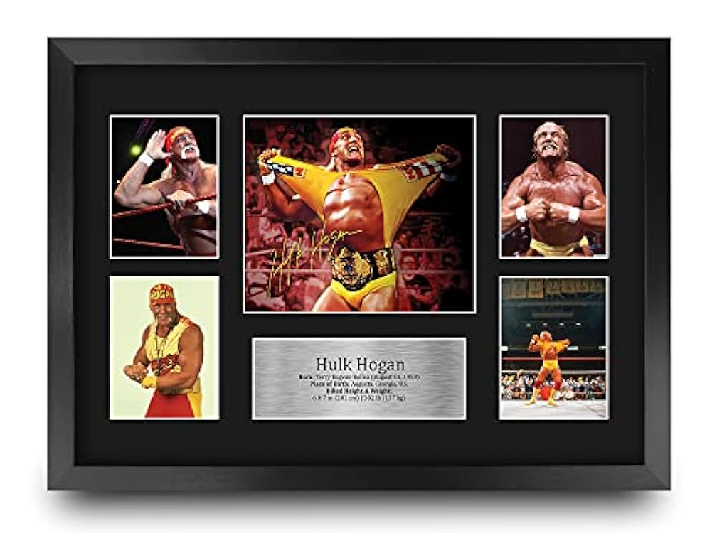 HWC Trading FR A3 Hulk Hogan Wrestling Regali Stampati Autografo Firmato Immagine Per WWE & WWF Memorabilia Tifosi - A3 Framed 276957215