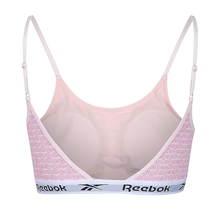 Reebok Damen Crop-Top Pinkem Markenprint | Bequeme Unterwäsche mit Weichem Microfaser-unterband Reggiseno Allenamento Donna 053235775