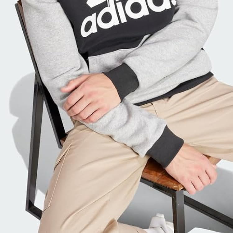 adidas Essentials Fleece Big Logo Hoodie Felpa con, Black/Medium Grey Heather, XXL Men´s 384795264