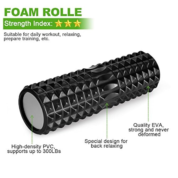 Odoland Foam Roller Stick Kit 5-in-1, Rullo in Schiuma, Palline per Massaggio Muscolare 45 cm, per Stretching Pilates Scioglimento Muscoli 257358567