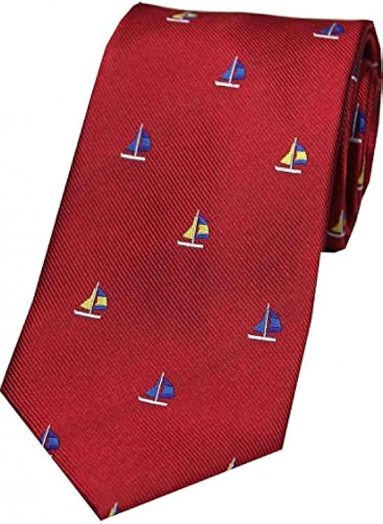 David Van Hagen Cravatte di seta nazionale della nave di navigazione rossa 947274506