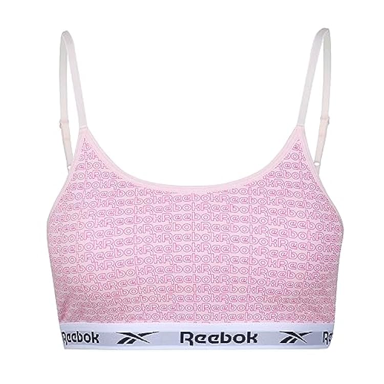Reebok Damen Crop-Top Pinkem Markenprint | Bequeme Unterwäsche mit Weichem Microfaser-unterband Reggiseno Allenamento Donna 053235775